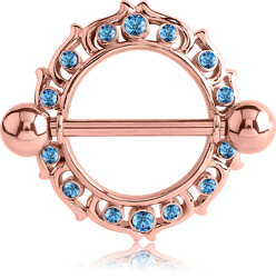 ROSE GOLD PVD COATED SURGICAL STEEL GRADE 316L JEWELED NIPPLE SHIELD