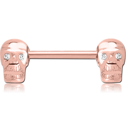 ROSE GOLD PVD COATED SURGICAL STEEL GRADE 316L NIPPLE BAR - SKULL