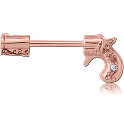 ROSE GOLD PVD COATED SURGICAL STEEL GRADE 316L NIPPLE BAR - GUN