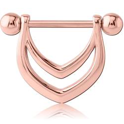 ROSE GOLD PVD COATED SURGICAL STEEL GRADE 316L NIPPLE SHIELD - DOUBLE V
