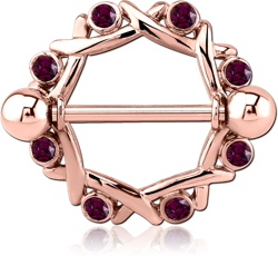 ROSE GOLD PVD COATED SURGICAL STEEL GRADE 316L JEWELED NIPPLE SHIELD