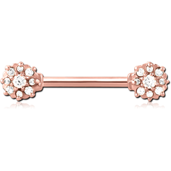 ROSE GOLD PVD COATDE SURGICAL STEEL GRADE 316L JEWELED NIPPLE BAR