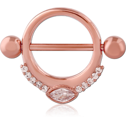 ROSE GOLD PVD COATED SURGICAL STEEL GRADE 316L JEWELED NIPPLE SHIELD