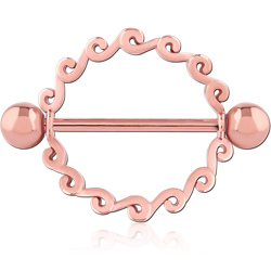 ROSE GOLD PVD COATED SURGICAL STEEL GRADE 316L JEWELED NIPPLE SHIELD