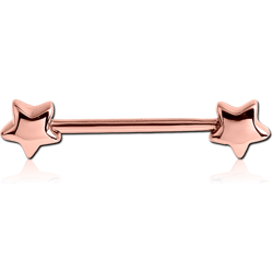 ROSE GOLD PVD COATED SURGICAL STEEL GRADE 316L NIPPLE BAR - STAR - STAR