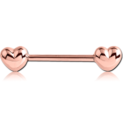 ROSE GOLD PVD COATED SURGICAL STEEL GRADE 316L NIPPLE BAR - HEART