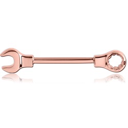 ROSE GOLD PVD COATED SURGICAL STEEL GRADE 316L NIPPLE BAR - WRENCH