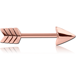 ROSE GOLD PVD COATED SURGICAL STEEL GRADE 316L NIPPLE BAR - ARROW