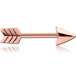 ROSE GOLD PVD COATED SURGICAL STEEL GRADE 316L NIPPLE BAR - ARROW