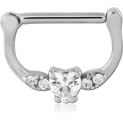 SURGICAL STEEL GRADE 316L PRONG SET JEWELED NIPPLE CLICKER