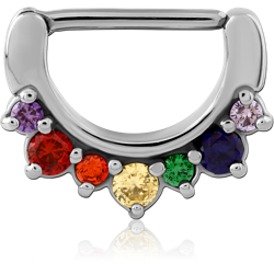 SURGICAL STEEL GRADE 316L PRONG SET JEWELED NIPPLE CLICKER