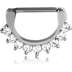 SURGICAL STEEL GRADE 316L PRONG SET JEWELED NIPPLE CLICKER