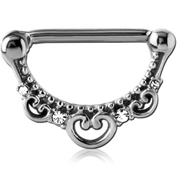 SURGICAL STEEL GRADE 316L JEWELED NIPPLE CLICKER - FILIGREE