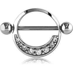 SURGICAL STEEL GRADE 316L JEWELED NIPPLE SHIELD - ROUND