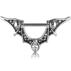 SURGICAL STEEL GRADE 316L JEWELED NIPPLE SHIELD - BAT WINGS