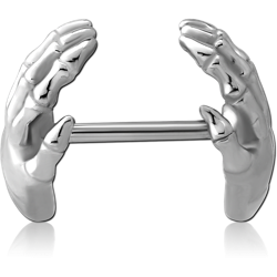 SURGICAL STEEL GRADE 316L NIPPLE EAR - SKELETON HANDS