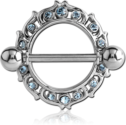 SURGICAL STEEL GRADE 316L JEWELED NIPPLE SHIELD - FLAMES