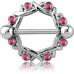 SURGICAL STEEL GRADE 316L JEWELED NIPPLE SHIELD - CIRCLE