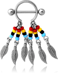SURGICAL STEEL GRADE 316L BEADS AND FEATHERS NIPPLE SHIELD