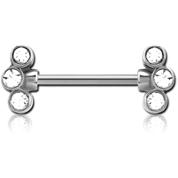 SURGICAL STEEL GRADE 316L JEWELED NIPPLE BAR