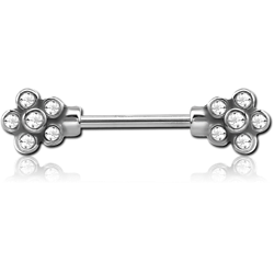 SURGICAL STEEL GRADE 316L JEWELED NIPPLE BAR