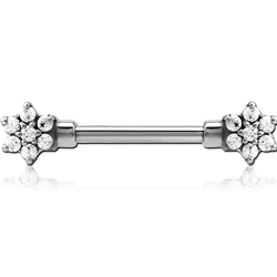 SURGICAL STEEL GRADE 316L JEWELED NIPPLE BAR