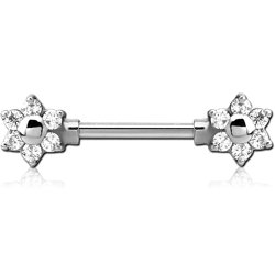 SURGICAL STEEL GRADE 316L JEWELED ATTACHMENT FOR NIPPLE BAR - FLOWER