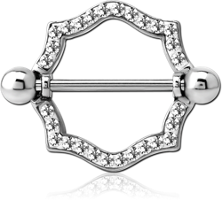 SURGICAL STEEL GRADE 316L CRYSTALINE JEWELED NIPPLE SHIELD