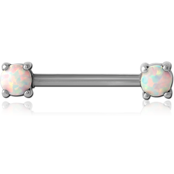 SURGICAL STEEL GRADE 316L EXTERNAL THREADED SYNTHETIC OPAL NIPPLE BAR