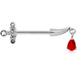 SURGICAL STEEL GRADE 316L JEWELED NIPPLE BAR