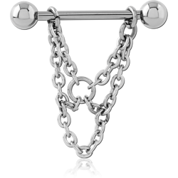316L SURGICAL STEEL GRADE 316L NIPPLE SHIELD TRIPLE CHAINS WITH CENTER RING V DRAPE
