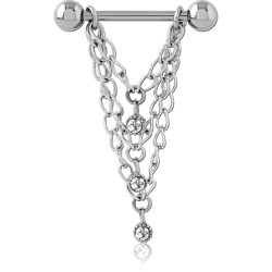 SURGICAL STEEL GRADE 316L CHAIN JEWELED NIPPLE SHIELD