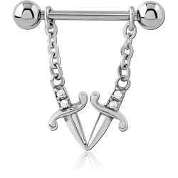 SURGICAL STEEL GRADE 316L CHAIN JEWELED NIPPLE SHIELD