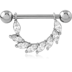 SURGICAL STEEL GRADE 316L JEWELED NIPPLE SHIELD