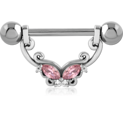 SURGICAL STEEL GRADE 316L CHAIN JEWELED NIPPLE SHIELD