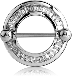 SURGICAL STEEL GRADE 316L JEWELED NIPPLE SHIELD - CIRCLE TABUETTE STONES