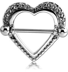 SURGICAL STEEL GRADE 316L JEWELED NIPPLE SHILED - HEART