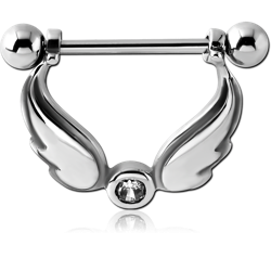 SURGICAL STEEL GRADE 316L JEWELED NIPPLE SHIELD - WINGS