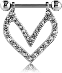 SURGICAL STEEL GRADE 316L JEWELED NIPPLE SHIELD - HEART