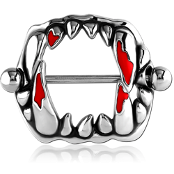 SURGICAL STEEL GRADE 316L NIPPLE SHIELD - MOUTH WITH ENAMEL