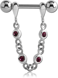 STERLING 925 SILVER JEWELED NIPPLE STIRRUP