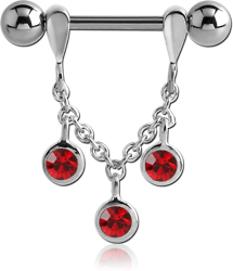 STERLING 925 SILVER JEWELED CHAIN NIPPLE STIRRUP