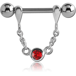 STERLING 925 SILVER JEWELED CHAIN NIPPLE STIRRUP