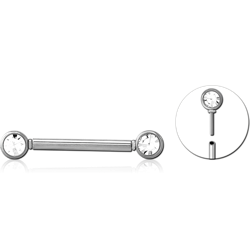 TITANIUM ALLOY THREADLESS BARBELL JEWELED NIPPLE BAR