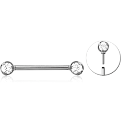 TITANIUM ALLOY THREADLESS BARBELL JEWELED NIPPLE BAR