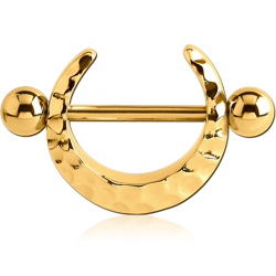 STERILE GOLD PVD COATED SURGICAL STEEL GRADE 316L NIPPLE SHIELD - HAMMERED TEXTURE