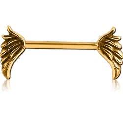 STERILE GOLD PVD COATED SURGICAL STEEL GRADE 316L NIPPLE BAR - WINGS