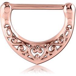 STERILE ROSE GOLD PVD COATED SURGICAL STEEL GRADE 316L NIPPLE CLICKER - FILIGREE