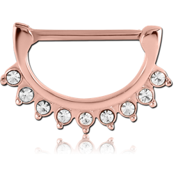 STERILE ROSE GOLD PVD COATED SURGICAL STEEL GRADE 316L JEWELED NIPPLE CLICKER