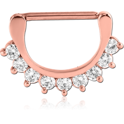 STERILE ROSE GOLD PVD COATED SURGICAL STEEL GRADE 316L JEWELED NIPPLE CLICKER